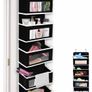 Hanging Storage Over Door Towel Wardrobe Wall Organiser for Toy Nursery Kitchen Bedroom Bathroom, Black/Grey 5 Pockets Image 2