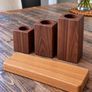 Handmade Rustic Wood Tea-light Candle Holder Set Image 5