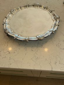 Vintage Silver Plate Style English Shell Pattern Tray