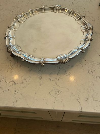 Vintage Silver Plate Style English Shell Pattern Tray