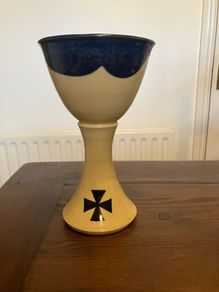 Muckross honey and blue pottery chalice Reduced