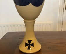 Muckross honey and blue pottery chalice Reduced