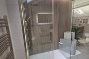 Crosswater optix 10 1400x800 brushed brass slider with side panel