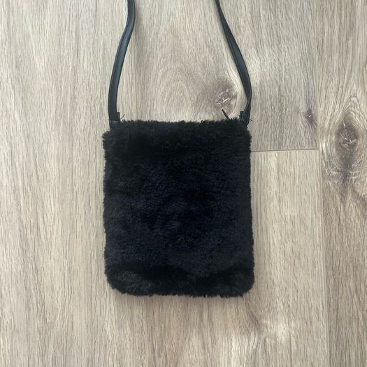 Black Faux Fur Shoulder Bag / Crossbody Bag
