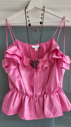 TOPSHOP pink ruffle cami Sz 14 - Bnwt Rrp 40