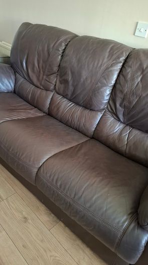 3 seater brown leather sofa