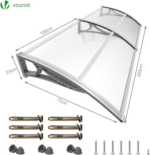 Front Door Canopy Outdoor Awning, Rain Shelter for Back Door, Porch, Patio, Window, 200 x 80 cm