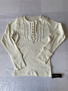 Brand new Girl's Cream Ribbon Top | Diamond buttons | Size 6yrs