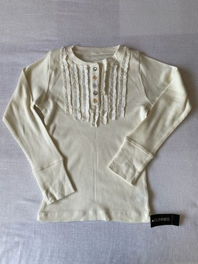 Brand new Girl's Cream Ribbon Top | Diamond buttons | Size 6yrs