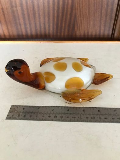 Glass Turtle Amber/ White ornament
