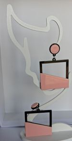 Retro Vibes Pink & Black Colour Block Geo Earrings