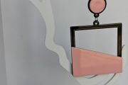 Retro Vibes Pink &amp; Black Colour Block Geo Earrings