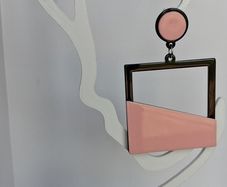 Retro Vibes Pink & Black Colour Block Geo Earrings
