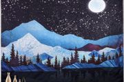 Mountain Wall Tapestry Moon Tapestry Forest Tree Tapestry Landscape Tapestry Stars Psychedelic Nature Wall Hanging Tapestries Home Decorations For Bedroom Living Dorm Room 150x130cm, Blue (FREE POSTAGE)