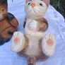3 X Art Deco Handpainted Hardwood Cats Image 4