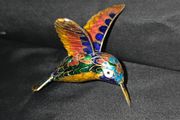 Vintage Enameled Cloisonne Hummingbird Christmas Ornament