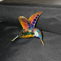 Vintage Enameled Cloisonne Hummingbird Christmas Ornament