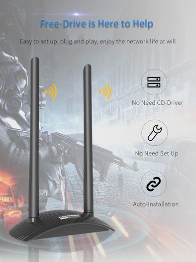 COMFAST Stellar Warship AC1300 Dual Band (2.4G/5G) USB Adapter/Dongle+Hotspot - 2x6dbi External Adjustable Antennas (Brand New/Warranty)