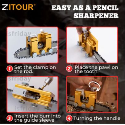 BRAND NEW Easy Portable Chainsaw Sharpener With 3PCS Grinder Stones Aluminium Chainsaw Sharpening Jig Chain Saw Drill Sharpen Tool