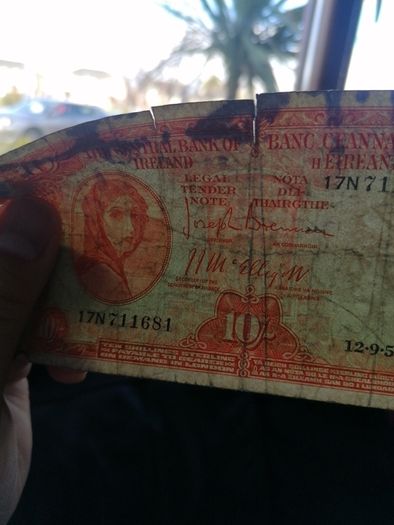 1951 Ireland Ten Shilling Banknote