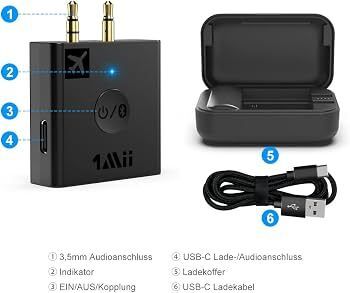 1Mii Bluetooth Airline Adapter / Audio Transmitter - USB-C Charging Case