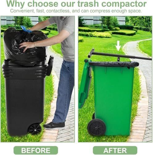 Rubbish Press Waste Compactor Trashor Space-saving in Wheelie Bin Trash Can Household Trash Can Press, Manual, Recycle Bin Compactor, Black