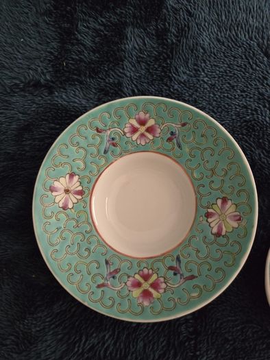 Vintage 4-Piece Chinese Jingdezhen Turquoise Gaiwan Tea Set, Plate & Spoon (1950s/70s)