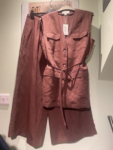 M&S linen wide trousers  utility waistcoat set