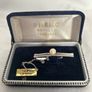 Vintage Japanese Misuzu Genuine Pearl SILVER Tie Clip Bar Boxed Toba Japan Image 5