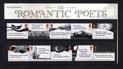 2020 Great Britain The Romantic Poets Commemorative Stamps Presentation Pack
