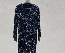v-neck navy polka dot dress size 12