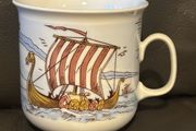 Vintage Erling Krage A/S Bergen Norway Viking Ship Porcelain Cup