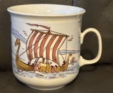 Vintage Erling Krage A/S Bergen Norway Viking Ship Porcelain Cup