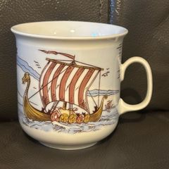 Vintage Erling Krage A/S Bergen Norway Viking Ship Porcelain Cup