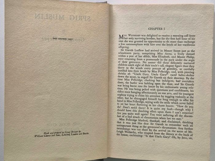 Vintage 1957 Hardcover: Sprig Muslin by Georgette Heyer  The Book Club London Edition