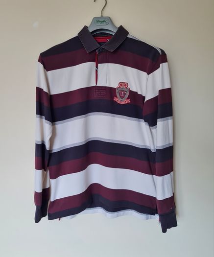 Tommy hilfiger rugby polo Size large Pit to pit 22" stripe cotton number 5 in excellent condition