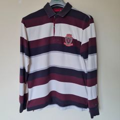 Tommy hilfiger rugby polo Size large Pit to pit 22" stripe cotton number 5 in excellent condition
