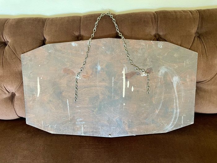 Large Vintage Mid Century Bevelled Mirror with Chain Reverse Etched Chinoiserie Detail