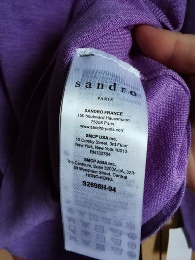 BNWT - Sandro Esther Parme Lilac High Neck Layered V Neck wool Jumper UK 12