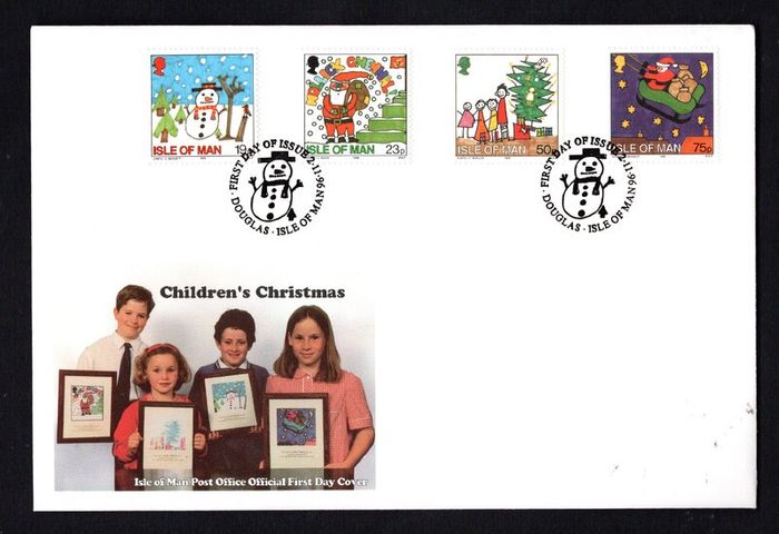 1996 Isle of Man Christmas Childress's Paintings Commemorative Stamps First Day Cover (FDC)