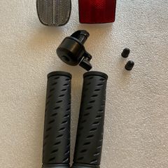 QUALITY 100% Brand-New Bicycle mountain bike flick bell, front back reflector, valve caps and handle grips