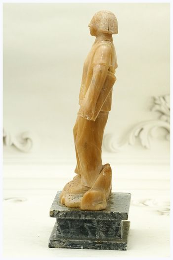 Vintage Chinese Soapstone Figure Cultural Revolution Woman Worker Handcarved