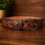 Unisex Genuine Leather Belt Vintage Embossed Design with Antique Buckle Casual & Formal Waist Belt Image 8