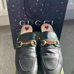 Gucci Princetown Leather Mules Black Size 39