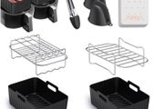 8pcs Air Fryer Accessories for Ninja Dual AF400UK &amp; Tower T17088 &amp; AF300UK, Dual Silicone Air Fryer Liners &amp; Gloves, Air Fryer Rack &amp; Food Tong &amp; Paper Lining Compatible with Oven, Microwave