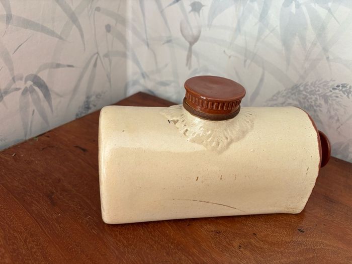 Pair of Vintage Stoneware Hot Water Bottles / Bed Warmers