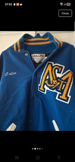 vintage DeLong letterman jacket college high school 90s