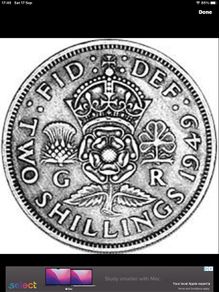 British Florin (2 shillings) coin