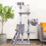 145cm Cat Scratch Posts Stable Cat Climbing Tower Multi-Level Cat Activity Trees for Indoor Cats, Pet Activity Furniture Play House for Kitty Kitten (FREE POSTAGE) Image 2