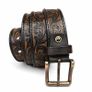 Unisex Genuine Leather Belt Vintage Embossed Design with Antique Buckle Casual & Formal Waist Belt Image 2